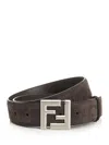 Fendi Men Squared Ff Belt In Brown