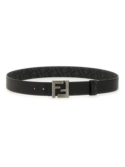 Fendi "squared Ff" Belt In Black