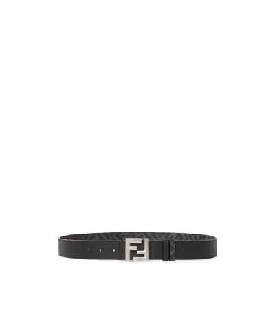 Fendi Squared Ff Belt In Black