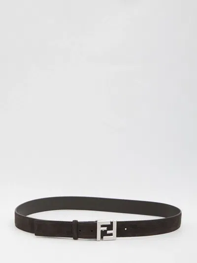 Fendi Squared Ff Belt In Metallic