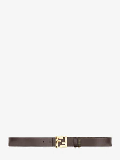 Fendi Squared Ff Belt In Brown