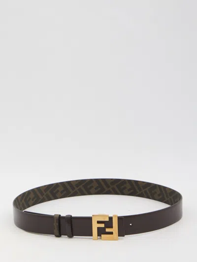 Fendi Squared Ff Belt In Brown