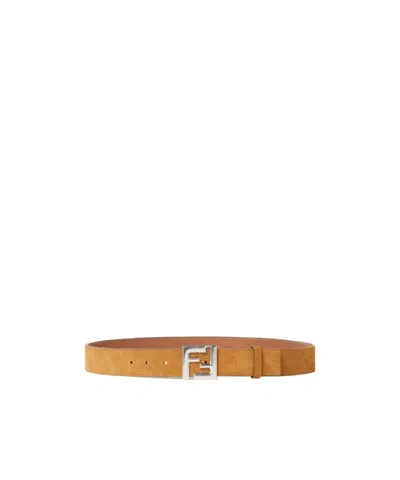 Fendi Squared Ff Belt In Sand