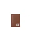 Fendi Squared Ff Bi-fold Card Holder In Brown