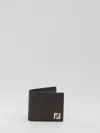 Fendi Brown Bi-fold Wallet With Squared Ff Motif In Leather Man In Brown