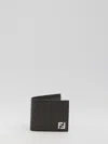 Fendi Brown Bi-fold Wallet With Squared Ff Motif In Leather Man In Brown