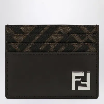 FENDI FENDI SQUARED FF BROWN CARD HOLDER MEN