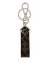 Fendi Squared Ff Canvas Key Ring Accessories In Brown