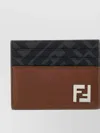 Fendi Leather And Ff Canvas Squared Card Holder
