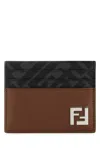 Fendi Leather And Ff Canvas Squared Card Holder