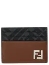 Fendi 'squared Ff' Card Holder In Brown