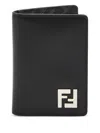 Fendi Leather Military Green Squared Ff Card Case Men In Black