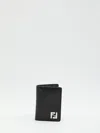 Fendi Leather Military Green Squared Ff Card Case Men In Black