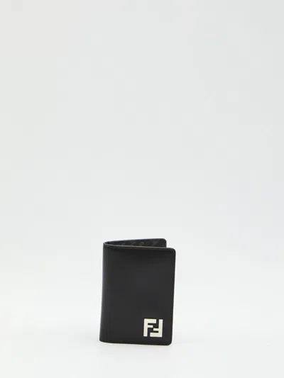 Fendi Squared Ff Card Holder In Black