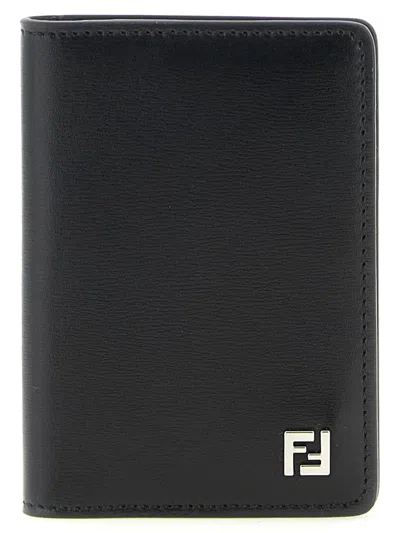 Fendi Squared Ff Leather Card Holder In Purple