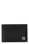 Fendi Squared Ff Logo Compact Card Holder In Black