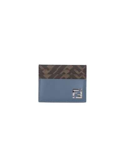 Fendi Squared Ff Card Holder In Blue