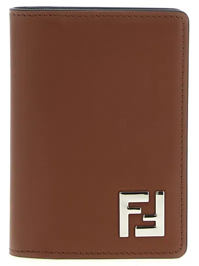 Fendi 'squared Ff' Card Holder In Brown