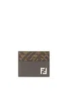 Fendi Squared Ff Card Holder In Marrón