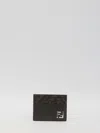 Fendi Brown Card-holder With Squared Ff Motif In Leather And Ff Canvas Man In Brown