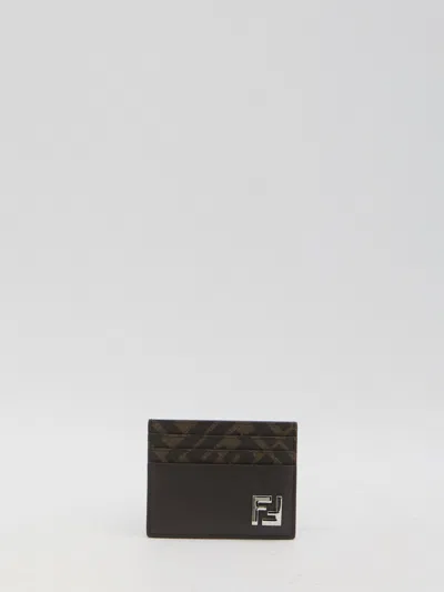 Fendi Brown Squared Ff Card Holder
