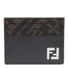 Fendi Squared Ff Brown Card Holder In Brown