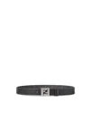 Fendi Squared Ff Leather Belt In Black
