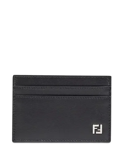 Fendi Squared Ff Leather Wallet In Black