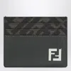 Fendi Squared Ff Military Green Card Holder In Green