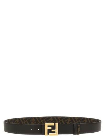 Fendi Squared Ff Belt In Brown