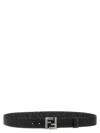 Fendi Men's Squared Ff Reversible Belt In Black