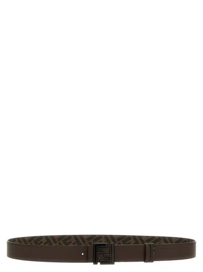 Fendi Squared Ff Reversible Belt In Brown
