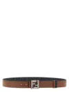 Fendi Squared Ff Reversible Belt In Tan