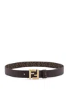 Fendi Ff Square Reversible Leather Belt In Brown
