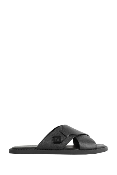 Fendi Squared Ff Slides In Black