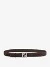 Fendi Men Squared Ff Suede Belt In Brown