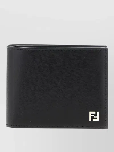 Fendi Squared Ff Wallet Metal Logo Cards In Black