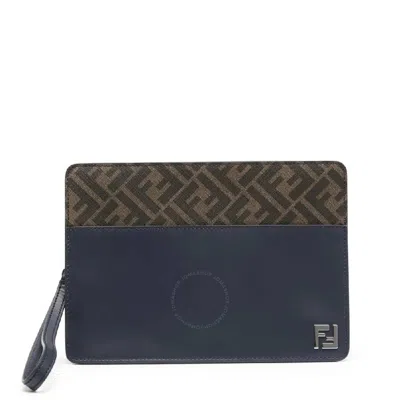 FENDI FENDI SQUARED LOGO APPLIQUE STANDING CLUTCH