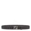 Fendi Squared Reversible Leather Belt In Black