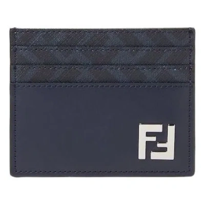 Fendi Ss26 Ff Squared Card Holder 'dark Blue'