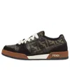 Fendi Match Ff Jacquard Fabric And Suede Sneakers In Brown