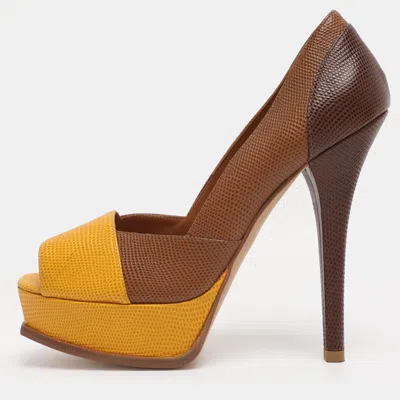 Pre-owned Fendi Sta Peep Toe Pumps Size 40 In Multi