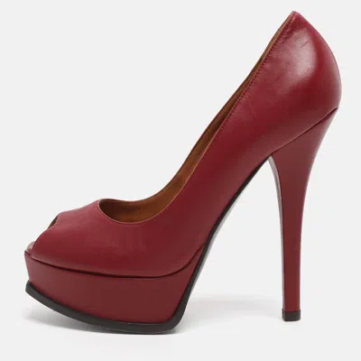 Pre-owned Fendi Sta Platform Pumps Size 38.5 In Red