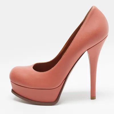 Pre-owned Fendi Sta Size 39 Pink Leather Platform Pumps