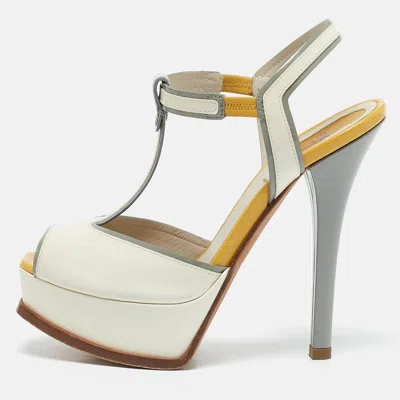 Pre-owned Fendi Sta T-strap Sandals Size 37