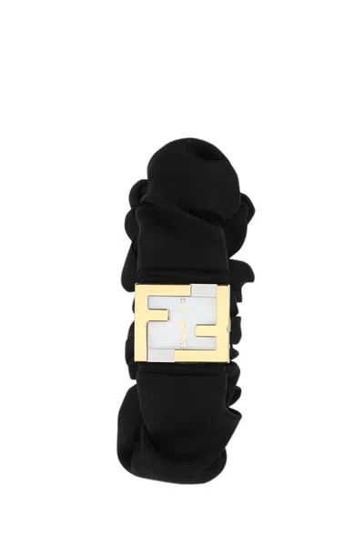 Fendi Stainless Steel And Black Nylon Mania Baguette Watch