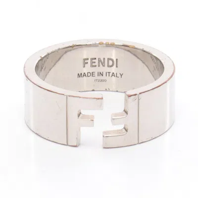 Pre-owned Fendi Stainless Steel Band Ring ()