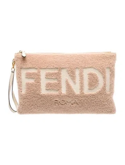 Pre-owned Fendi Stamp Clutch In Pink