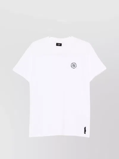 Fendi Stamp Crew Neck Patch Detail Short Sleeves In White