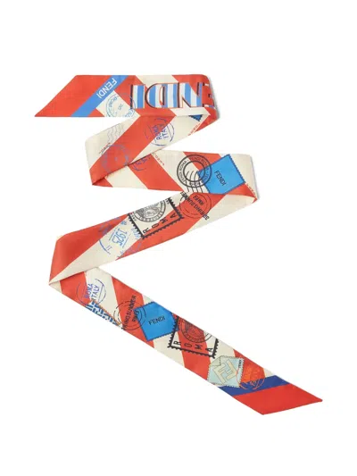 Fendi Stamp-print Striped Scarf In Multi
